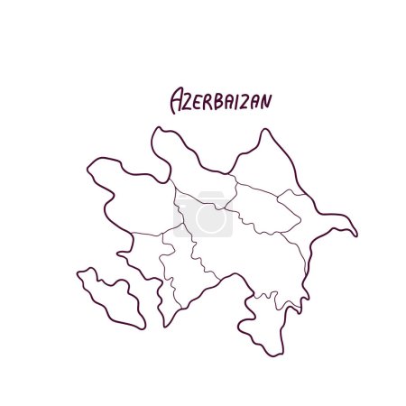 Téléchargez les illustrations : Carte Doodle dessinée à la main de l'Azerbaïdjan. Illustration vectorielle - en licence libre de droit