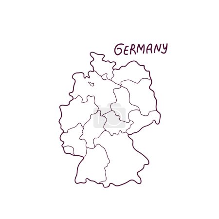 Ilustración de Hand Drawn Doodle Map of Germany (en inglés). Ilustración vectorial - Imagen libre de derechos