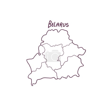Téléchargez les illustrations : Carte Doodle dessinée à la main de Biélorussie. Illustration vectorielle - en licence libre de droit