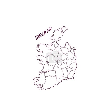 Téléchargez les illustrations : Carte Doodle dessinée à la main de l'Irlande. Illustration vectorielle - en licence libre de droit