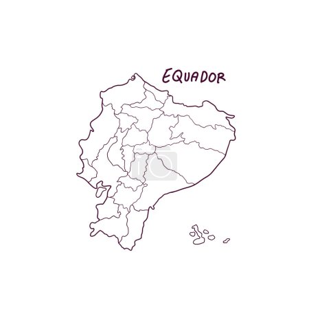 Téléchargez les illustrations : Carte Doodle dessinée à la main de l'Équateur. Illustration vectorielle - en licence libre de droit