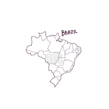 Ilustración de Mapa de Doodle dibujado a mano de Brasil. Ilustración vectorial - Imagen libre de derechos