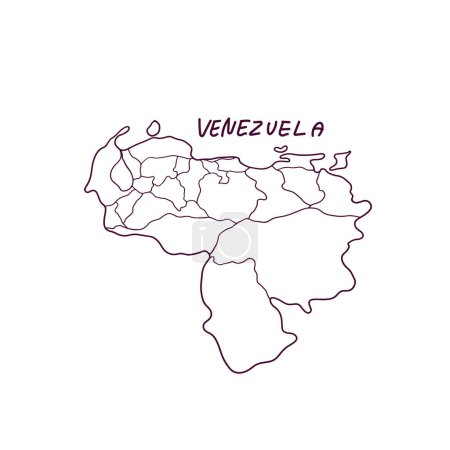 Téléchargez les illustrations : Carte Doodle dessinée à la main du Venezuela. Illustration vectorielle - en licence libre de droit