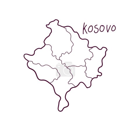 Téléchargez les illustrations : Carte Doodle dessinée à la main du Kosovo. Illustration vectorielle - en licence libre de droit