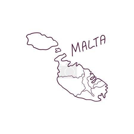 Illustration for Hand Drawn Doodle Map Of Malta. Vector Illustration - Royalty Free Image
