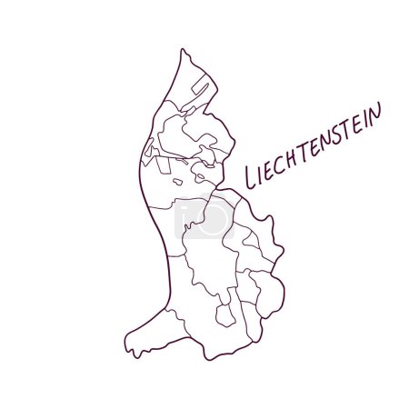 Illustration for Hand Drawn Doodle Map Of Liechtenstein. Vector Illustration - Royalty Free Image
