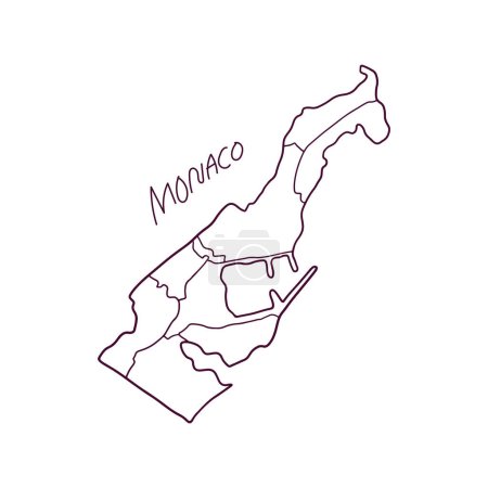 Illustration for Hand Drawn Doodle Map Of Monaco. Vector Illustration - Royalty Free Image
