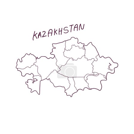 Téléchargez les illustrations : Carte Doodle dessinée à la main du Kazakhstan. Illustration vectorielle - en licence libre de droit