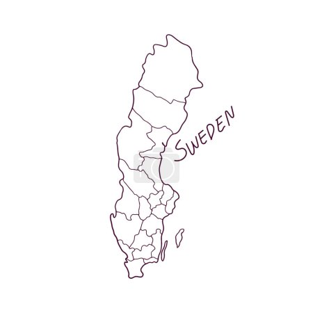 Ilustración de Hand Drawn Doodle Map of Sweden (en inglés). Ilustración vectorial - Imagen libre de derechos