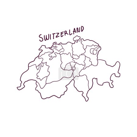 Illustration for Hand Drawn Doodle Map Of Switzerland. Vector Illustration - Royalty Free Image