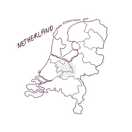 Téléchargez les illustrations : Carte des Pays-Bas dessinée à la main. Illustration vectorielle - en licence libre de droit