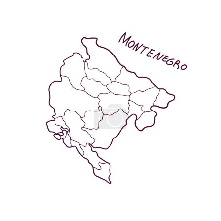 Illustration for Hand Drawn Doodle Map Of Montenegro. Vector Illustration - Royalty Free Image