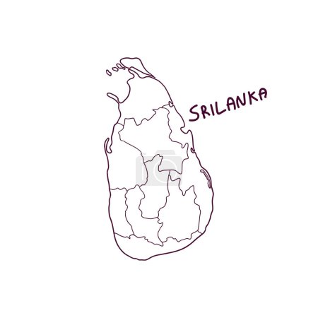 Téléchargez les illustrations : Carte Doodle dessinée à la main de Srilanka. Illustration vectorielle - en licence libre de droit