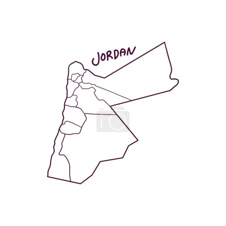 Ilustración de Mapa de Doodle dibujado a mano de Jordania. Ilustración vectorial - Imagen libre de derechos