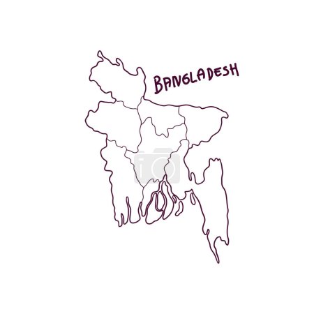 Illustration for Hand Drawn Doodle Map Of Bangladesh. Vector Illustration - Royalty Free Image