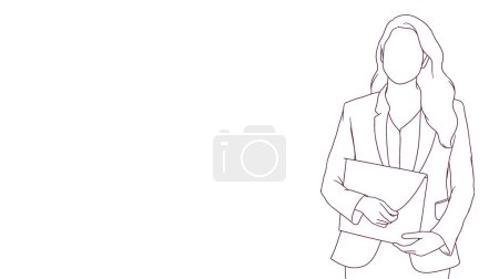 Illustration for Bold business woman holding a note, hand drawn style vector illustration - Royalty Free Image