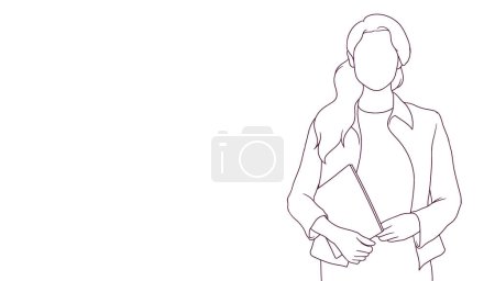 Téléchargez les illustrations : Femme exécutive confiante tenant une note, illustration vectorielle de style dessinée à la main - en licence libre de droit