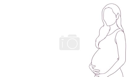 Illustration for Pregnant mom gently holding her belly, hand drawn style vector illustration - Royalty Free Image