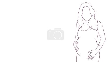 Illustration for Pregnant mom gently holding her belly, hand drawn style vector illustration - Royalty Free Image