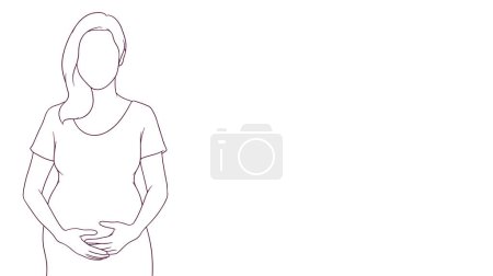 Illustration for Pregnant mom affectionate touch on her belly, hand drawn style vector illustratio - Royalty Free Image