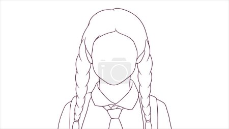 Illustration for Energetic Schoolgirl in Uniform, hand drawn style vector illustration - Royalty Free Image