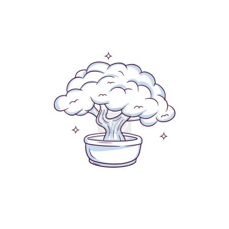 Ilustración de Árbol bonsái dibujado a mano. Dibujo de Doodle Vector Ilustración - Imagen libre de derechos