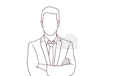 Illustration for Succesfull businessman with crossed arms, hand drawn style vector illustration - Royalty Free Image
