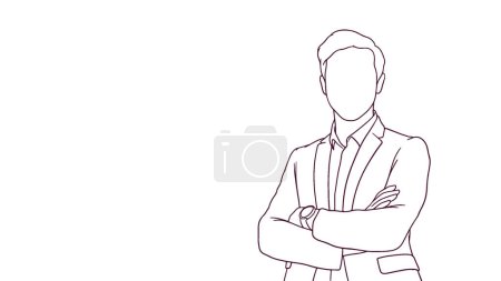 Ilustración de Exitoso hombre de negocios con brazos cruzados, ilustración vectorial de estilo dibujado a mano - Imagen libre de derechos