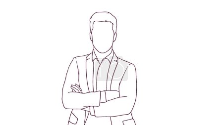 Ilustración de Exitoso hombre de negocios con brazos cruzados, ilustración vectorial de estilo dibujado a mano - Imagen libre de derechos