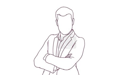 Illustration for Confident businessman with crossed arms, hand drawn style vector illustration - Royalty Free Image
