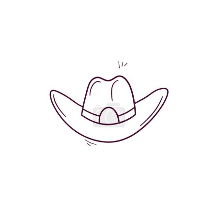 Téléchargez les illustrations : Illustration dessinée à la main de l'icône du chapeau de cow-boy. Illustration de croquis vectoriels Doodle - en licence libre de droit