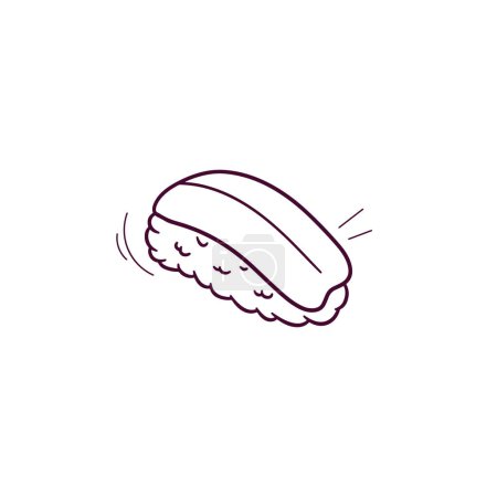Téléchargez les illustrations : Illustration dessinée à la main de l'icône du sushi. Illustration de croquis vectoriels Doodle - en licence libre de droit