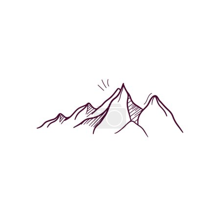 Téléchargez les illustrations : Illustration dessinée à la main de l'icône de montagne. Illustration de croquis vectoriels Doodle - en licence libre de droit