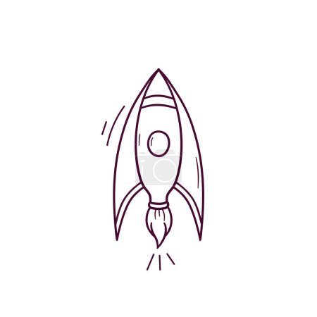 Téléchargez les illustrations : Illustration dessinée à la main de l'icône de fusée. Illustration de croquis vectoriels Doodle - en licence libre de droit