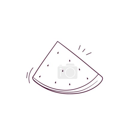 Illustration for Hand Drawn illustration of sliced watermelon icon. Doodle Vector Sketch Illustration - Royalty Free Image