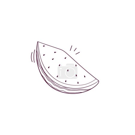 Illustration for Hand Drawn illustration of sliced watermelon icon. Doodle Vector Sketch Illustration - Royalty Free Image