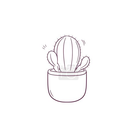 Ilustración de Ilustración dibujada a mano de cactus en un icono del pote. Doodle Vector Sketch Ilustración - Imagen libre de derechos