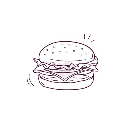 Illustration for Hand Drawn illustration of cheeseburger icon. Doodle Vector Sketch Illustration - Royalty Free Image