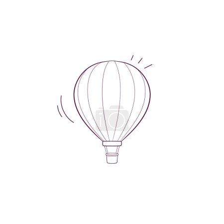 Téléchargez les illustrations : Illustration dessinée à la main d'une icône de ballon à air chaud. Illustration de croquis vectoriels Doodle - en licence libre de droit