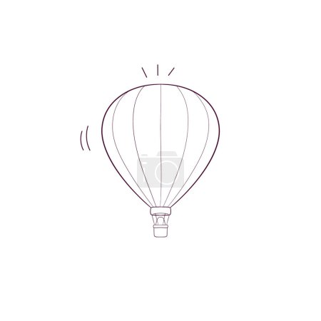 Téléchargez les illustrations : Illustration dessinée à la main d'une icône de ballon à air chaud. Illustration de croquis vectoriels Doodle - en licence libre de droit
