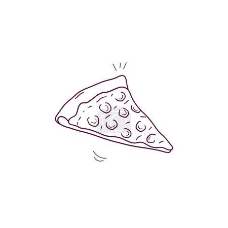 Téléchargez les illustrations : Illustration dessinée à la main de l'icône de pizza tranchée. Illustration de croquis vectoriels Doodle - en licence libre de droit