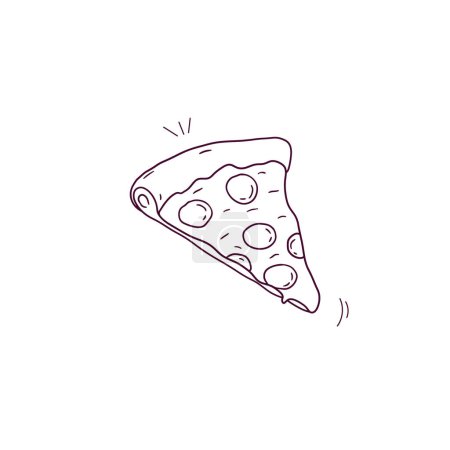 Ilustración de Ilustración dibujada a mano del icono de pizza en rodajas. Doodle Vector Sketch Ilustración - Imagen libre de derechos