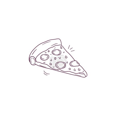 Téléchargez les illustrations : Illustration dessinée à la main de l'icône de pizza tranchée. Illustration de croquis vectoriels Doodle - en licence libre de droit