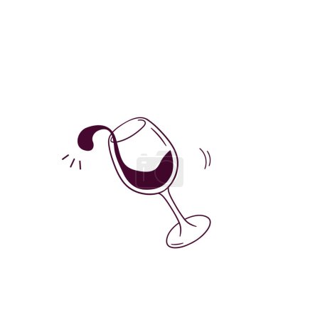 Téléchargez les photos : Illustration dessinée à la main de l'icône en verre de vin. Illustration de croquis vectoriels Doodle - en image libre de droit