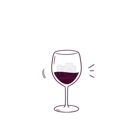 Ilustración de Ilustración dibujada a mano del icono de cristal de vino. Doodle Vector Sketch Ilustración - Imagen libre de derechos