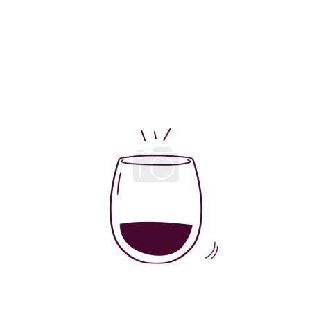 Téléchargez les illustrations : Illustration dessinée à la main de l'icône en verre de vin. Illustration de croquis vectoriels Doodle - en licence libre de droit