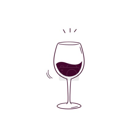Téléchargez les photos : Illustration dessinée à la main de l'icône en verre de vin. Illustration de croquis vectoriels Doodle - en image libre de droit
