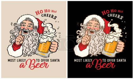 Téléchargez les illustrations : Plus susceptibles d'offrir Santa a Beer - Père Noël - Jour de Noël - en licence libre de droit