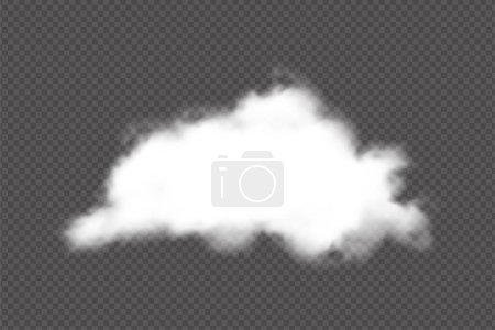 Téléchargez les illustrations : Stormy and sunny weather decorative elements vector on transparent background. Cloud vector on a dark background for template decoration. White cloud design for smokey and mist environments. - en licence libre de droit