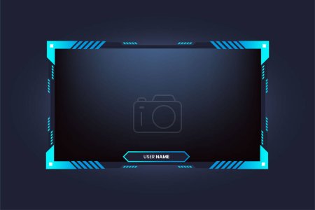 Futuristic live streaming overlay vector with frosty blue color. Live gaming screen panel and broadcast frame design with abstract shapes. Streaming panel overlay template design for gamers.